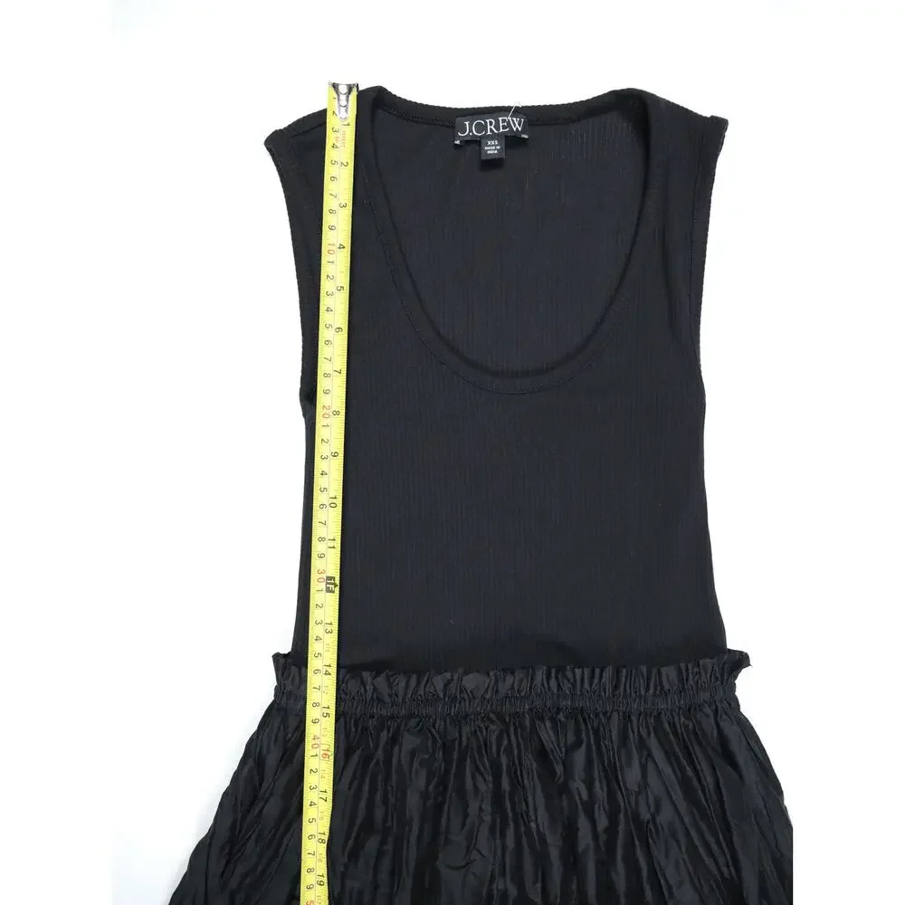 J.Crew Black Mixed Media Ribbed Tank Maxi Dress XXS Cotton Capsule Quiet Luxury